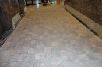 Marble floor before restoration at Chase Bank in Houston