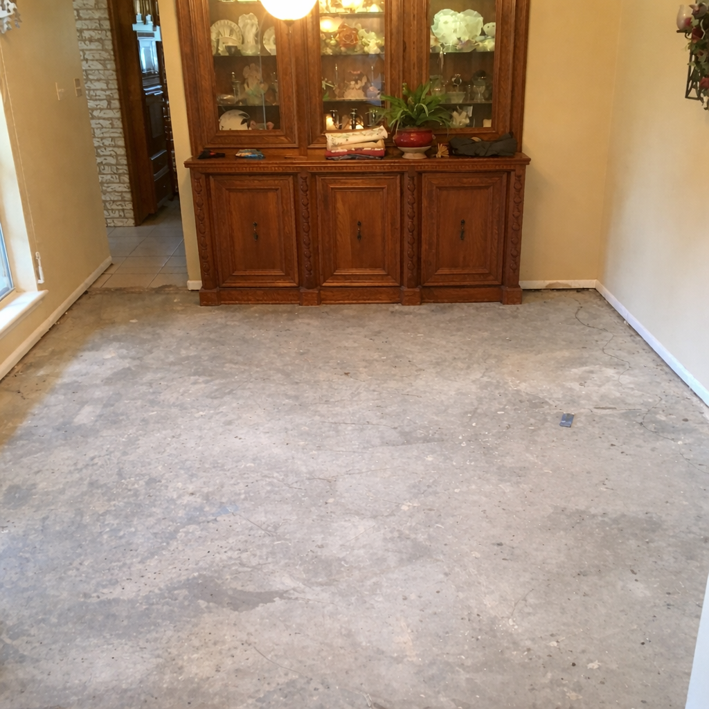 Renovation in progress with china cabinet